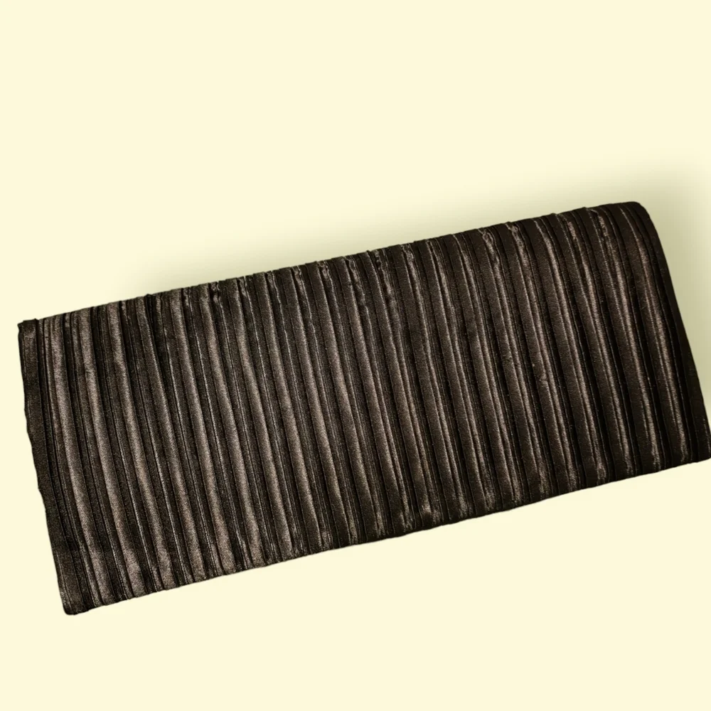 BIJOUX TERNER | Black Pleated Satin Evening Clutch Original Hang Tag